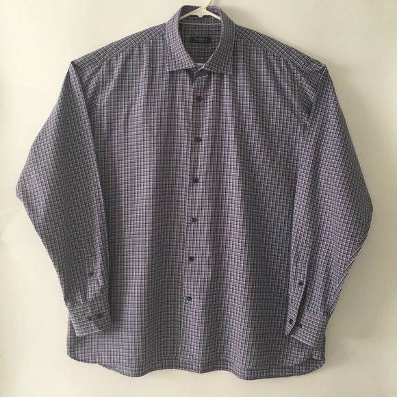 Saks Fifth Avenue Plaid Long Sleeve Button Up Shirt - Picture 1 of 7
